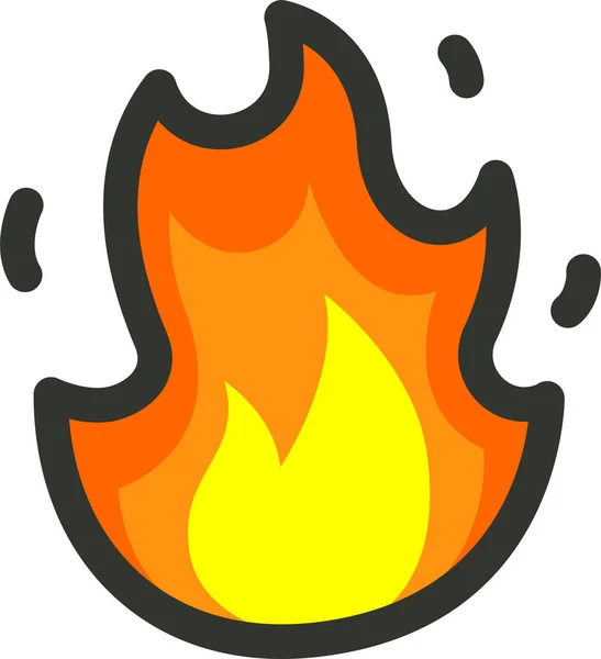 Brûler Icône Flamme Feu Dans Style Contour Rempli — Image vectorielle