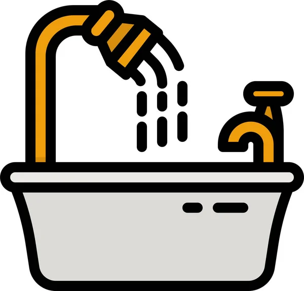 Bath Shower Clean Icon Filled Outline Style — 图库矢量图片