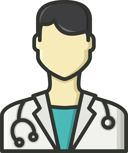医生男性医生图标填充轮廓风格 — 图库矢量图片