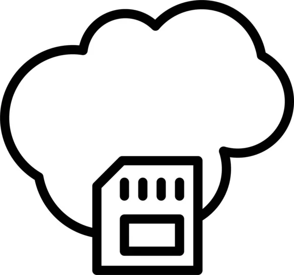 Εικονίδιο Βάσης Δεδομένων Chip Cloud Στυλ Περιγράμματος — Διανυσματικό Αρχείο