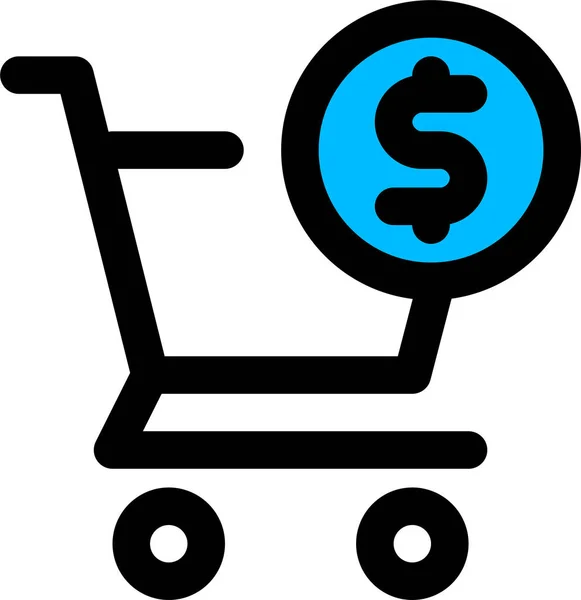 Καλάθι Δολάριο Εικονίδιο Πωλήσεων Στυλ Γεμάτο Περίγραμμα — Διανυσματικό Αρχείο