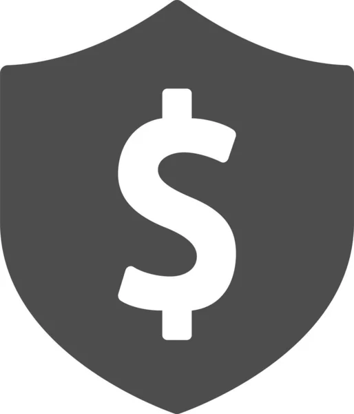 Ikona Ochranný Štít Peněz Pevném Stylu — Stockový vektor