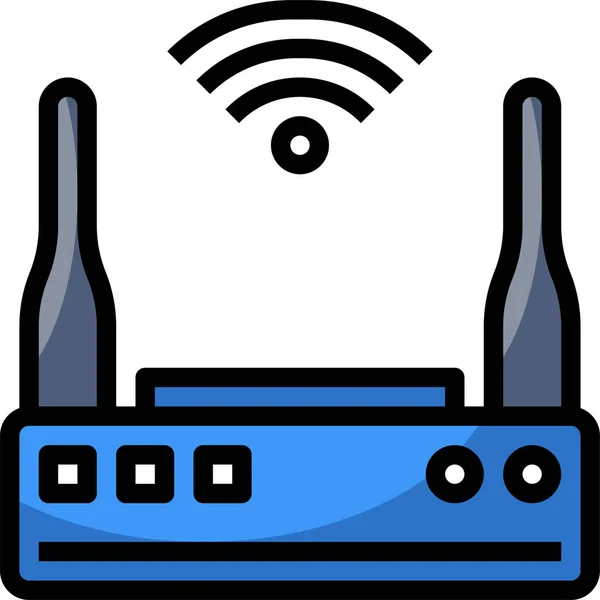 コンピュータ接続のインターネットアイコンをフルアウトライン形式で表示 — ストックベクタ