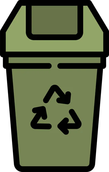 Bin Reciclar Icono Reciclaje Estilo Contorno Lleno — Vector de stock