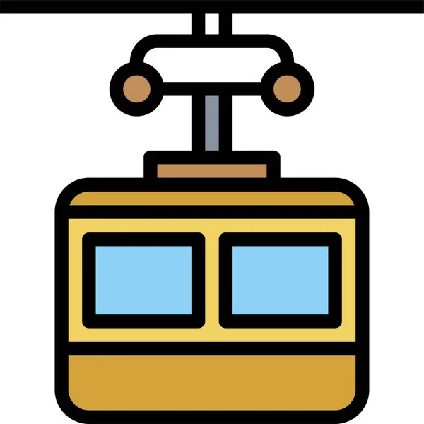 Seilbahn Hebt Erhebungssymbol Ausgefülltem Umriss — Stockvektor