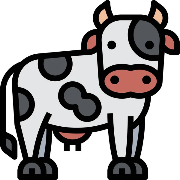 Animal Cow Kingdom Icono Estilo Contorno Lleno — Archivo Imágenes Vectoriales