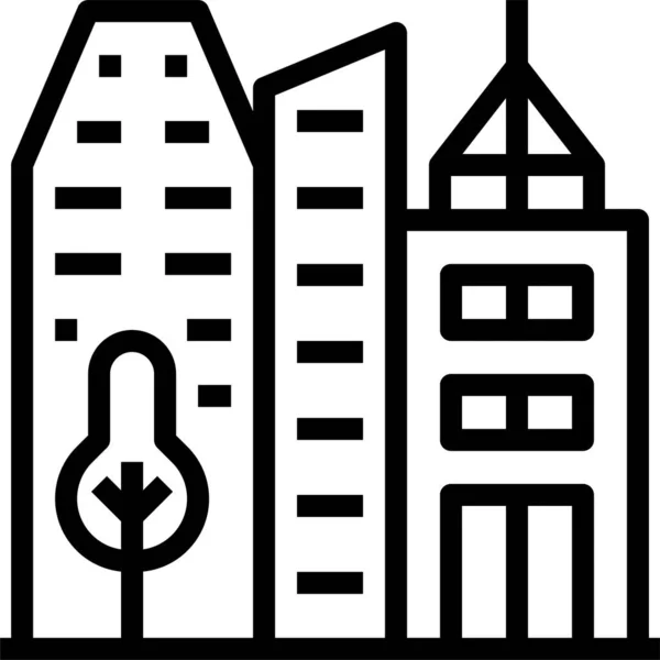 Urban City Downtown Icon Outline Style — Stock Vector