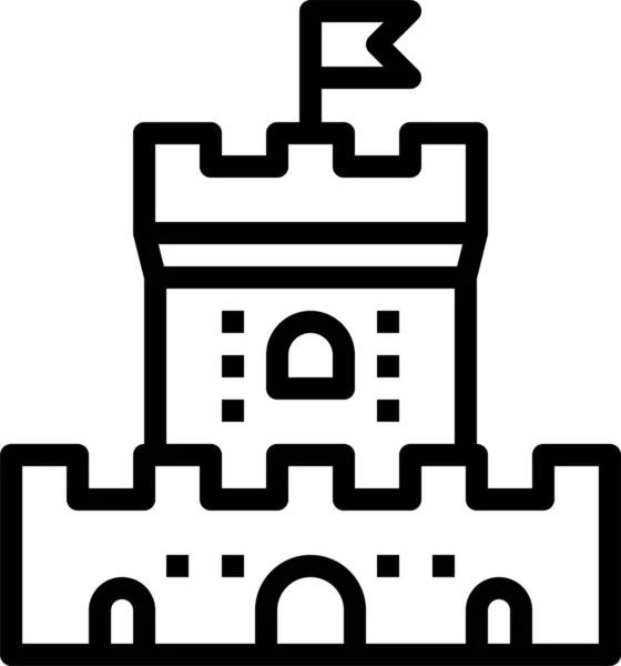 Φρούριο Αρχιτεκτονική Πόλη Εικονίδιο Περίγραμμα Στυλ — Διανυσματικό Αρχείο