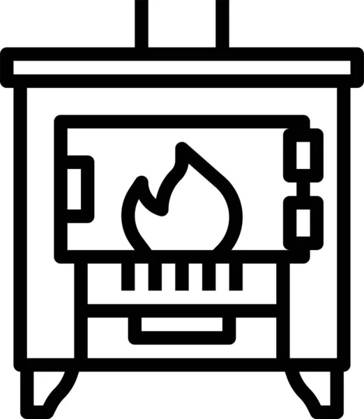 木制炉灶家具图标 — 图库矢量图片
