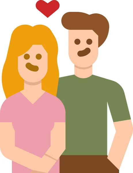 Couple Love Smile Icon — Stock Vector