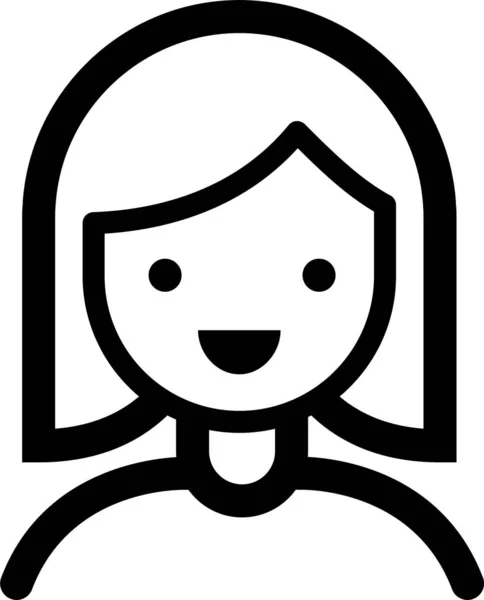 Avatar Gesicht Weibliche Ikone Outline Stil — Stockvektor