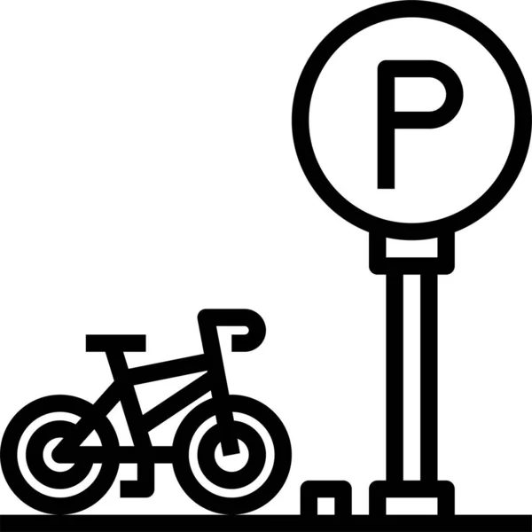 Bicicleta Ejercicio Icono Estacionamiento — Vector de stock