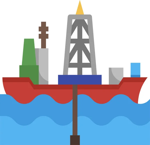 Ölsymbol Bohrschiff — Stockvektor