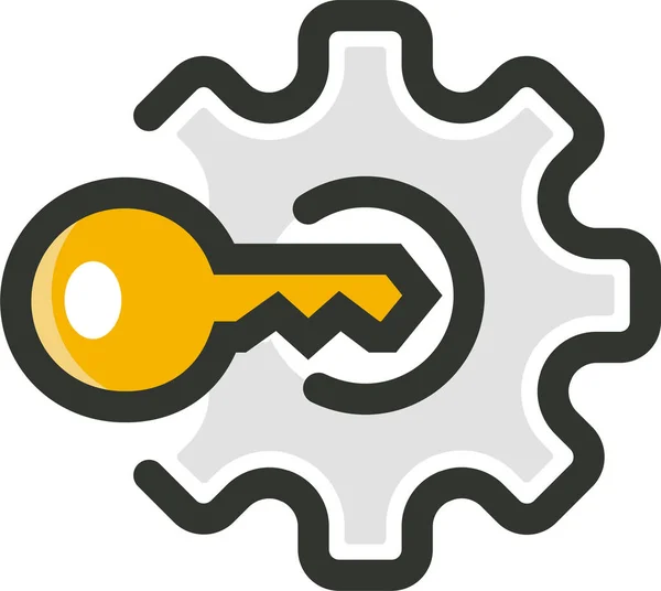 Κλειδί Εικονίδιο Κωδικού Πρόσβασης Στυλ Πλήρους Περιγράμματος — Διανυσματικό Αρχείο