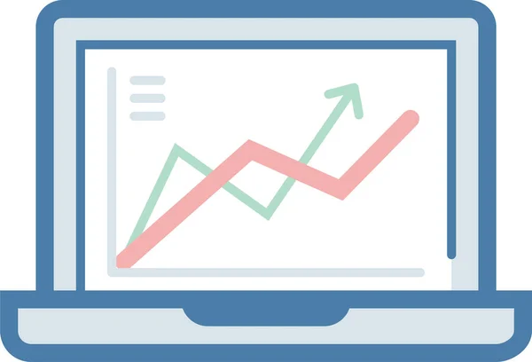 Ícone Monitoramento Laptop Gráfico Estilo Plano — Vetor de Stock