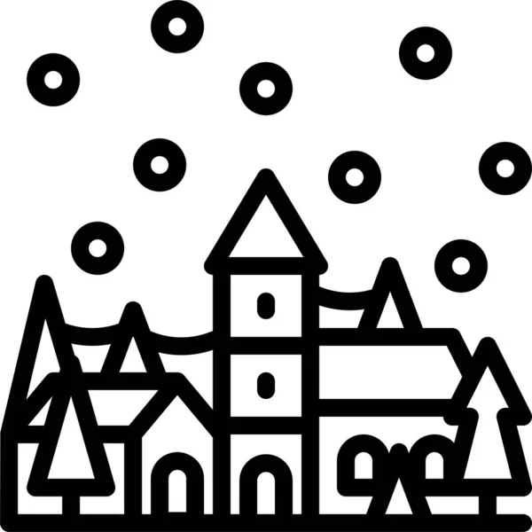 Bâtiment Icône Neige Dans Catégorie Noël — Image vectorielle