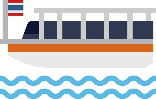 Bangkok Boat Chaophraya Ferry Icon Flat Style — Stock Vector
