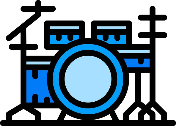 Drum Music Multimedia Icon Filled Outline Style — Stock Vector
