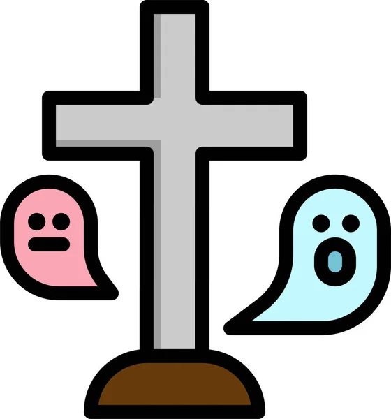 Grabstein Rituelles Kreuz Ikone Der Kategorie Halloween — Stockvektor