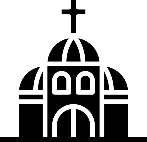 Bâtiment Bâtiments Icône Catholique Dans Style Solide — Image vectorielle