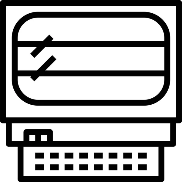 Gekoelde Display Koelkast Pictogram Omtrek Stijl — Stockvector