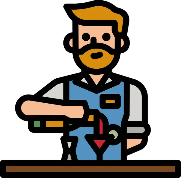 Bartender Barman Professions Icon —  Vetores de Stock