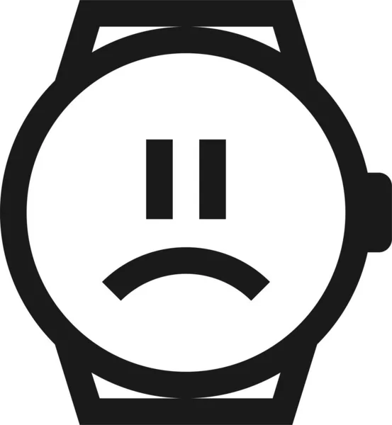 Emoji Szomorú Smart Watch Ikon Körvonalazott Stílusban — Stock Vector