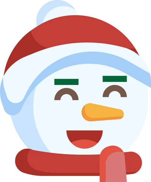Χιονάνθρωπος Χαρούμενο Εικονίδιο Διασκέδαση Στην Κατηγορία Χριστούγεννα — Διανυσματικό Αρχείο