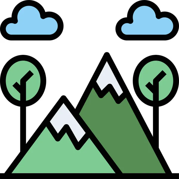 Adventure Flag Mountain Icon Filled Outline Style — Stock Vector