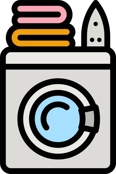 Icono Servicio Cesta Lavandería Estilo Contorno Lleno — Vector de stock