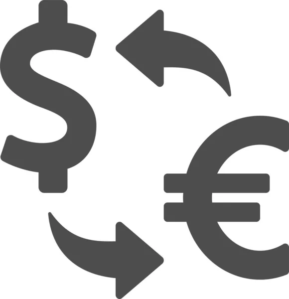 Munt Dollar Euro Pictogram Solid Stijl — Stockvector