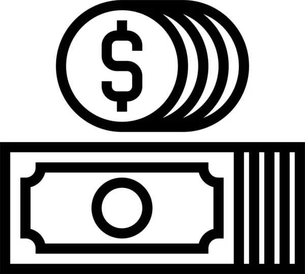 Icône Des Pièces Espèces Billets Banque Dans Style Outline — Image vectorielle