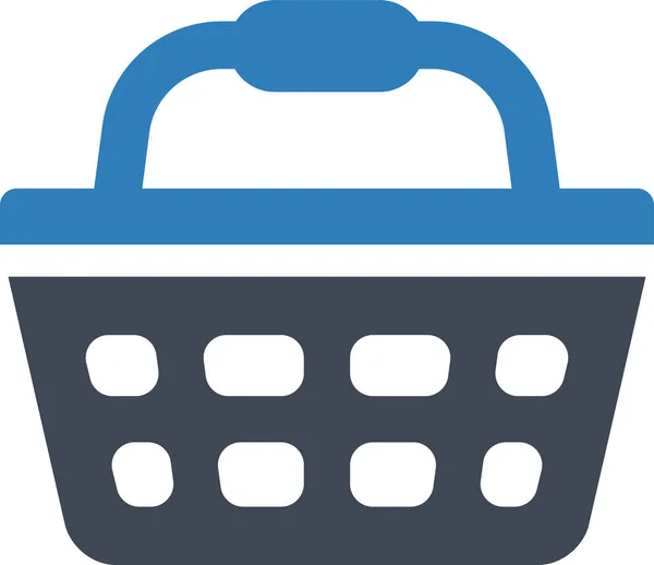Basket Shopping Cart Icon Solid Style — Stock Vector