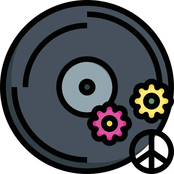 Vinyl Disc Music Icon Filled Outline Style — Stock Vector