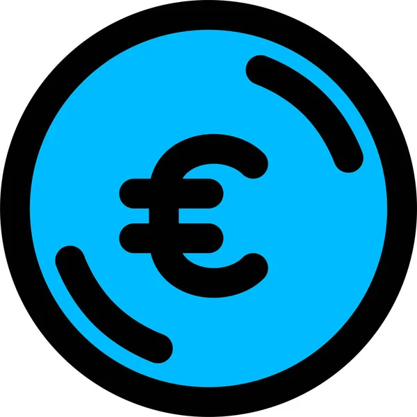 Pièce Euro Monnaie Icône Dans Style Contour Rempli — Image vectorielle