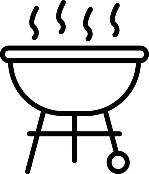 Ikon Piknik Bbq Grill Dalam Gaya Outline - Stok Vektor