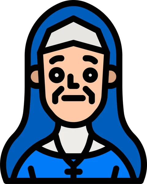 Nun Spooky Catholic Icon Halloween Category — Stock Vector