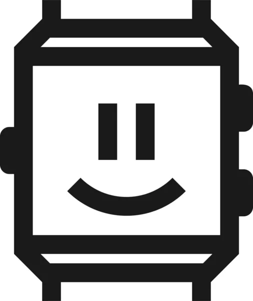 Emoji Heureux Smartwatch Icône Dans Style Contour — Image vectorielle