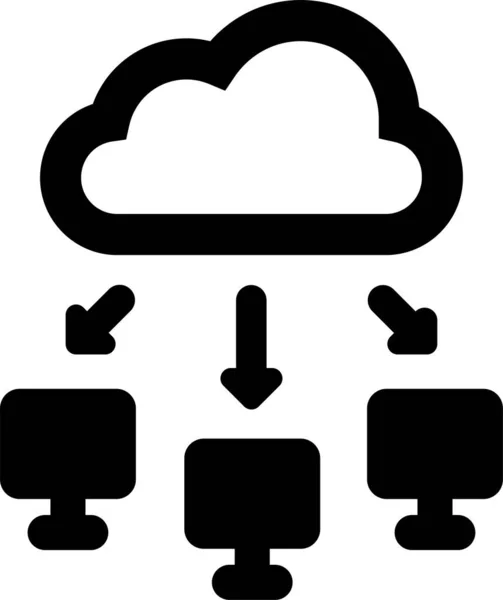 Ikona Sdílení Cloud Computing Pevném Stylu — Stockový vektor