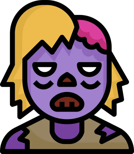 Mujer Zombie Halloween Icono — Archivo Imágenes Vectoriales
