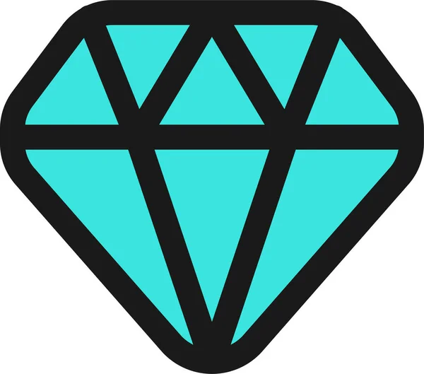 Ícone Pedra Preciosa Cristal Diamante Estilo Contorno Preenchido — Vetor de Stock
