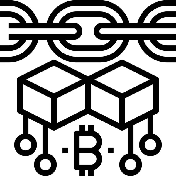 Icono Moneda Blockchain Bitcoin Estilo Esquema — Vector de stock