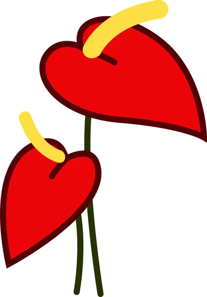 Anthurium Environnement Icône Fleur Dans Style Contour Rempli — Image vectorielle