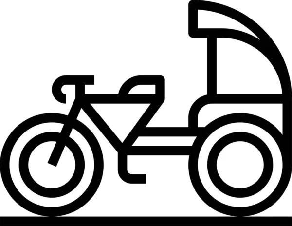 Coche Bicicleta Rickshaw Icono Estilo Del Esquema — Archivo Imágenes Vectoriales