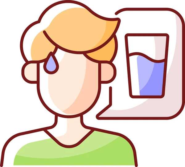 Καλοκαιρινό Ποτό Διψασμένο Εικονίδιο Ενυδάτωσης Στυλ Γεμάτο Περίγραμμα — Διανυσματικό Αρχείο