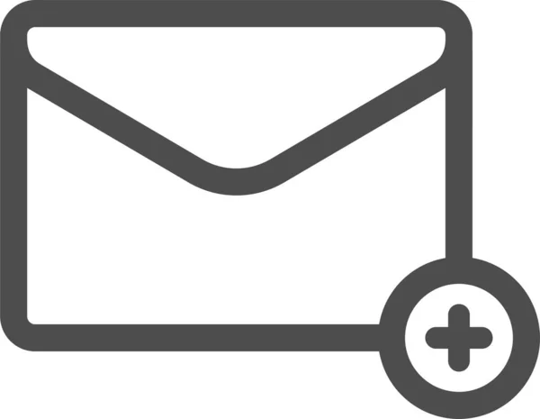 Přidat Ikonu Mailové Pošty Stylu Osnovy — Stockový vektor