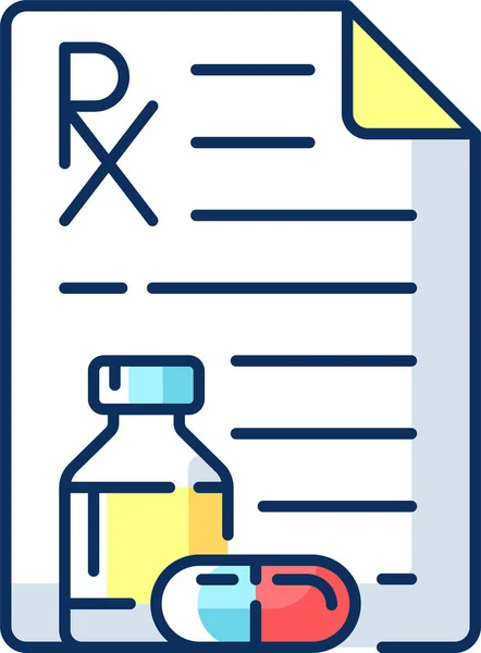 Médecin Prescription Recette Icône Vitamine Dans Style Contour Rempli — Image vectorielle