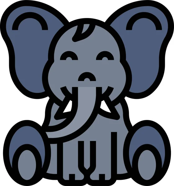 Animal Elefante Reino Icono Estilo Contorno Lleno — Vector de stock