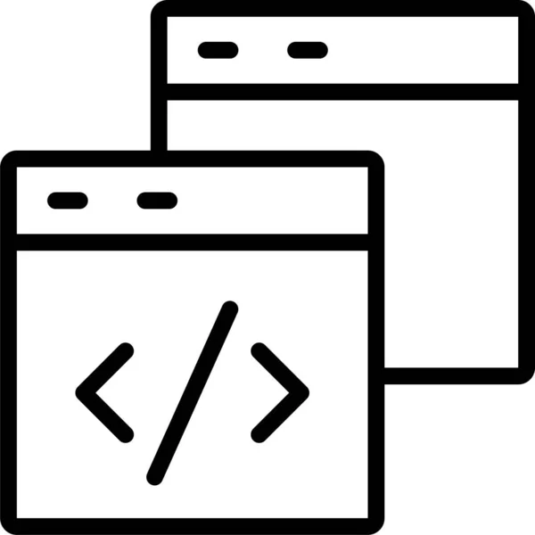 Entwicklungsikone Für Browser Codierung Outline Stil — Stockvektor