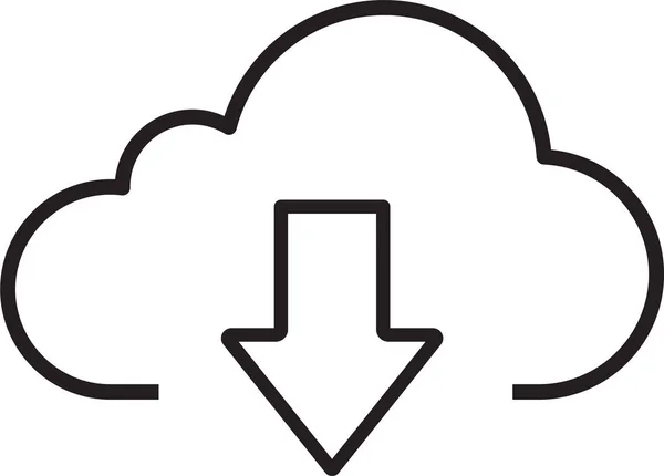 Cloud Computing Icono Descarga Almacenamiento Nube Estilo Esquema — Vector de stock